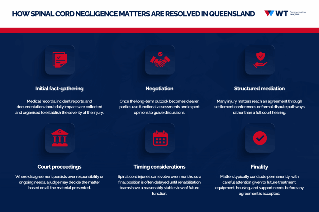 how spinal cord negligence matters are resolved in queensland