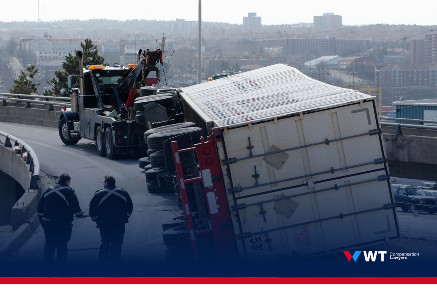 truck and bus in an accident