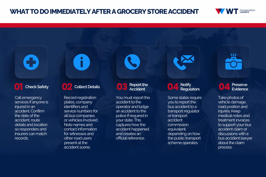 what to do immediately after a grocery store accident bus accident lawyer